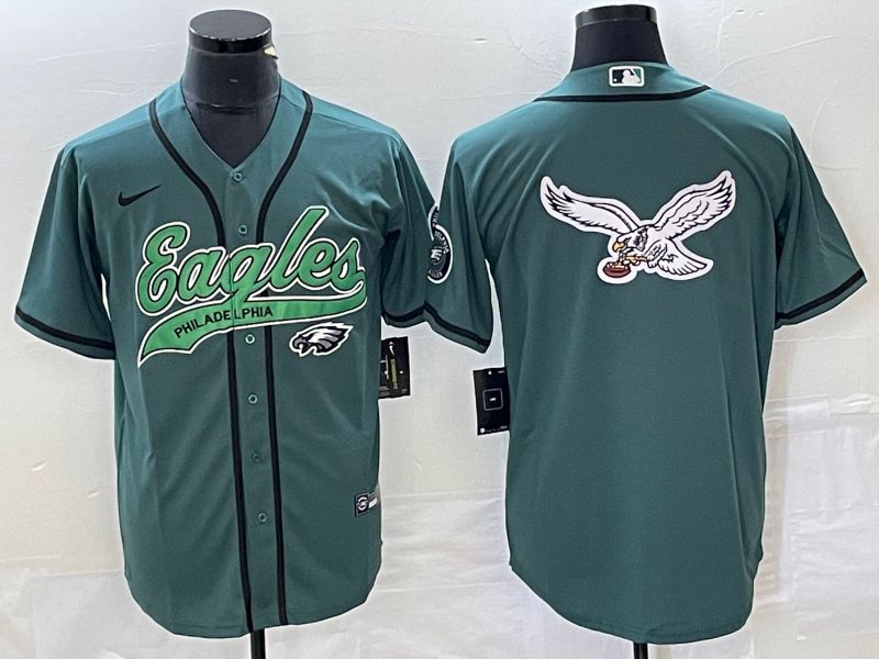 Men Philadelphia Eagles Blank Green Nike 2023 Co Branding Game NFL Jersey style 1